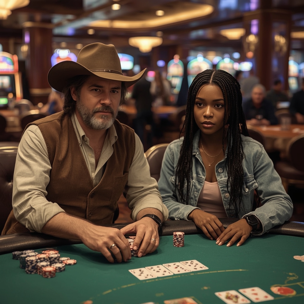 deux joueurs de poker dans un casino WIN UNIQUE